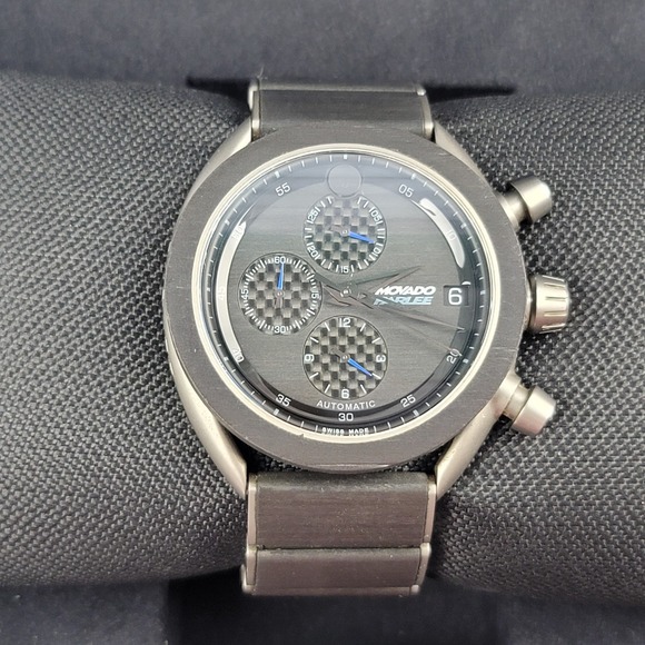 Movado Parlee Auto/Chronograph 16/75 Blue Limited Edition Watch $8500 MSRP